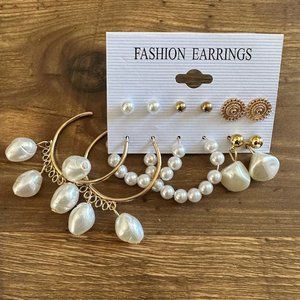 Fashion Earrings Multipack Pearl Gold Earrings incl. Dangle Pearl & Stud Pearls
